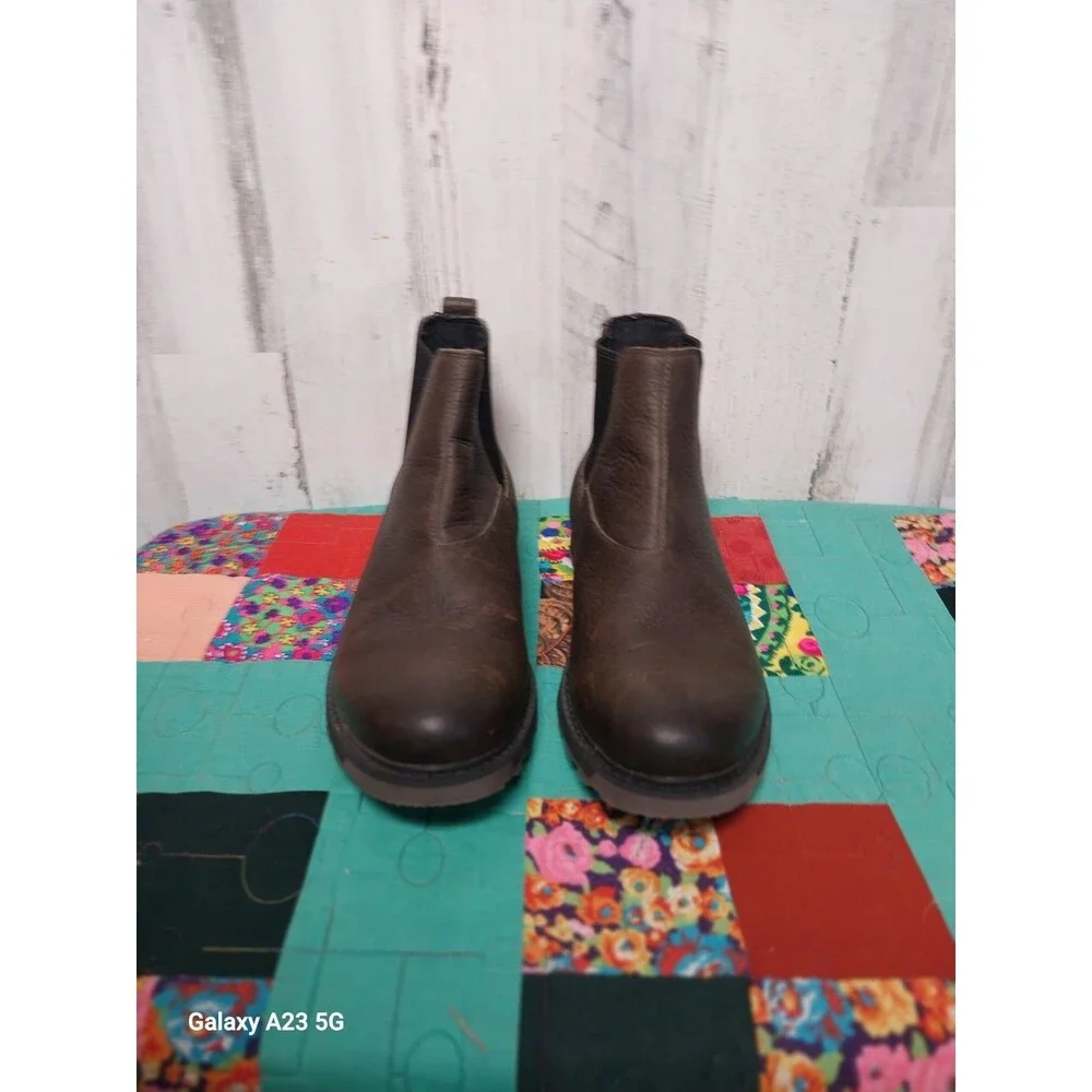 Sorel Mens 11.5 Waterproof Brown Leather Madson II Chelsea Boots